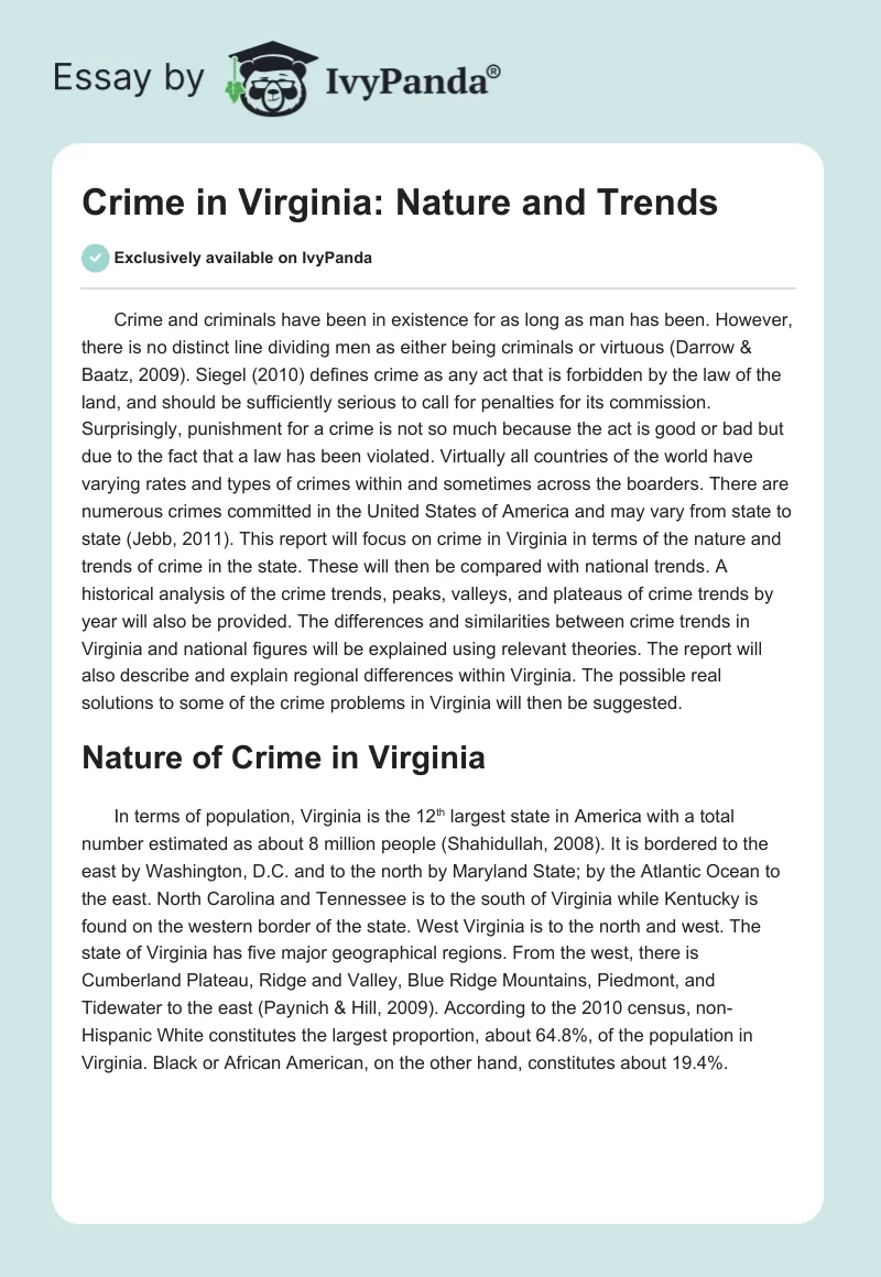 Crime in Virginia: Nature and Trends. Page 1