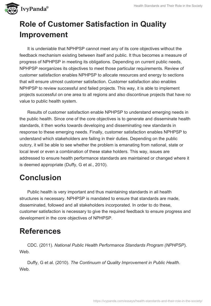 Health Standards and Their Role in the Society. Page 2