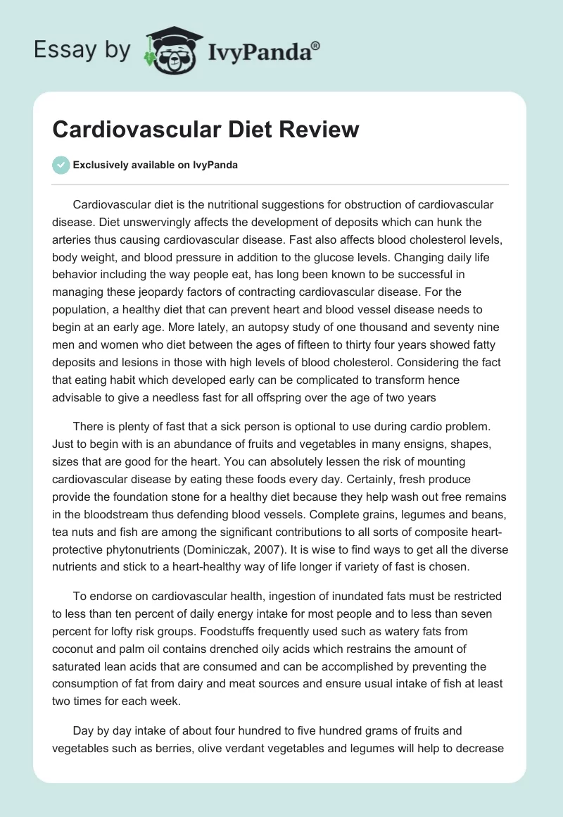 Cardiovascular Diet Review. Page 1