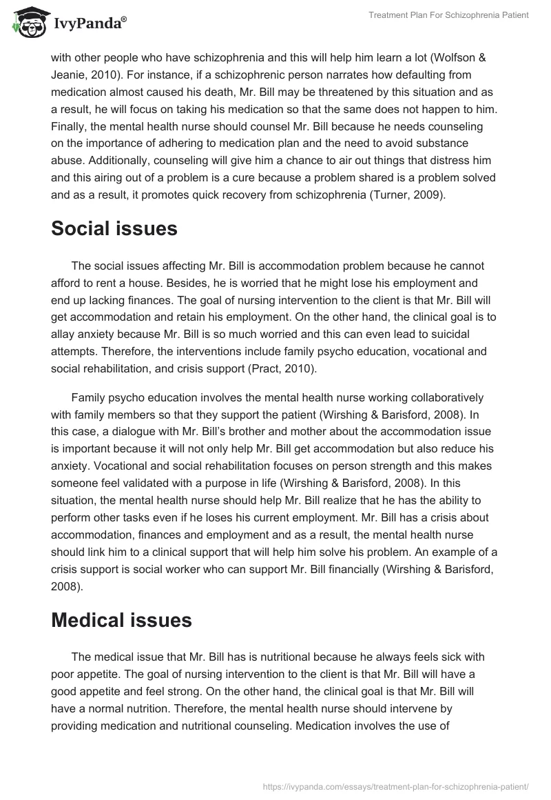 Treatment Plan For Schizophrenia Patient. Page 4