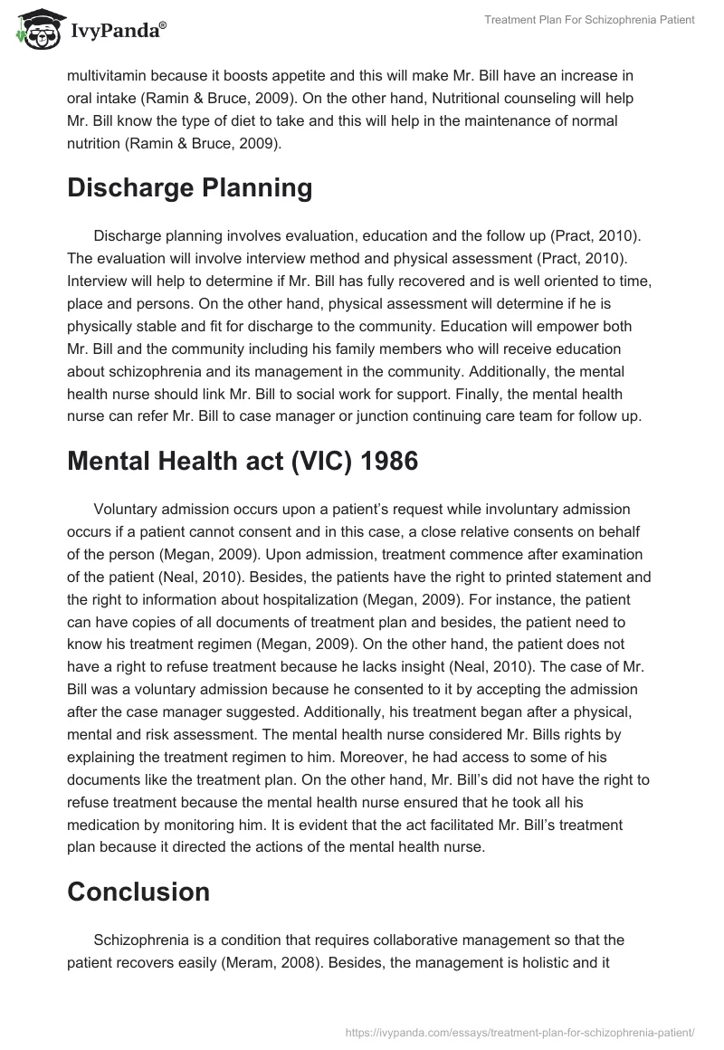 Treatment Plan For Schizophrenia Patient. Page 5