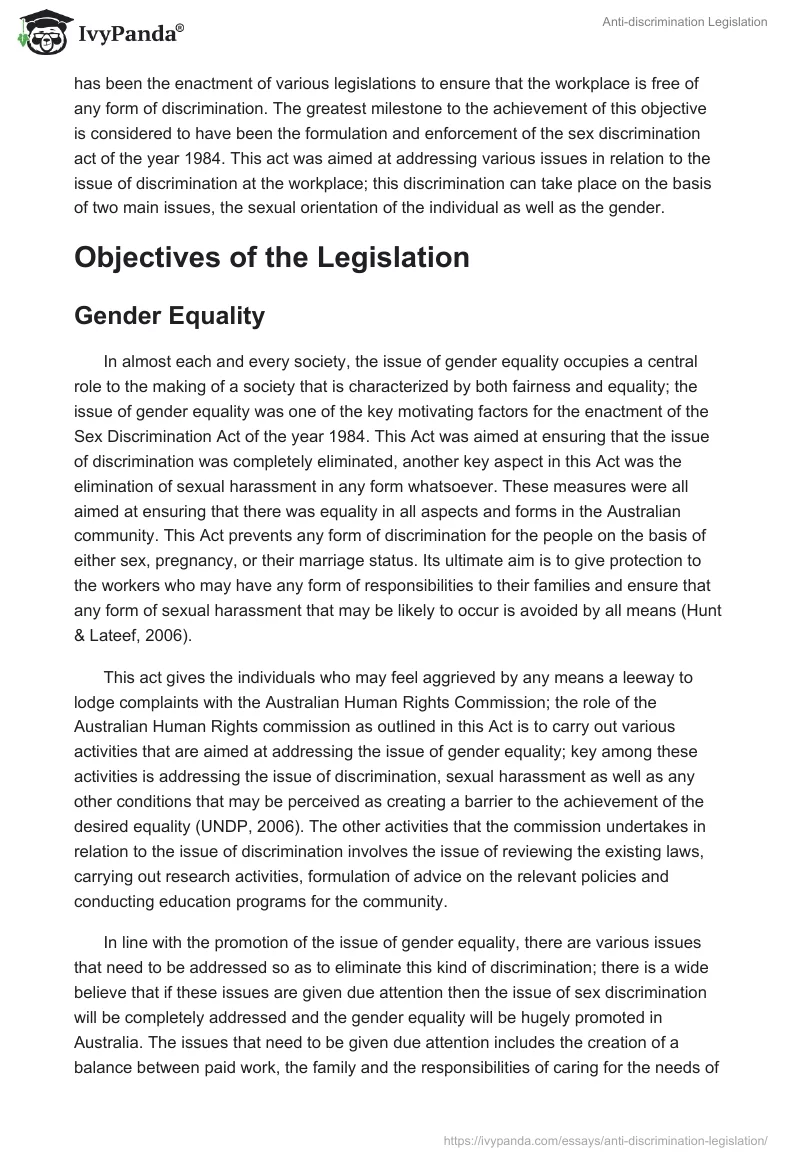 Anti-discrimination Legislation. Page 2