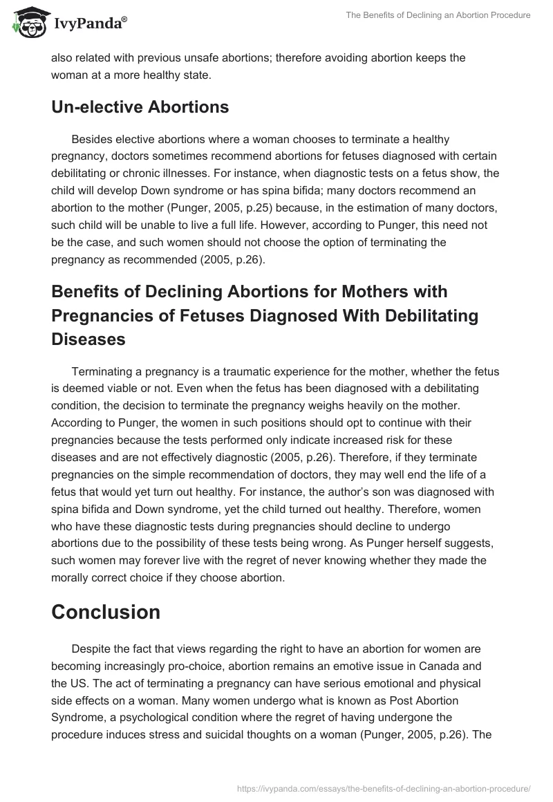 The Benefits of Declining an Abortion Procedure. Page 3