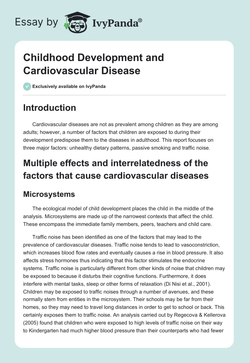 Childhood Development and Cardiovascular Disease. Page 1