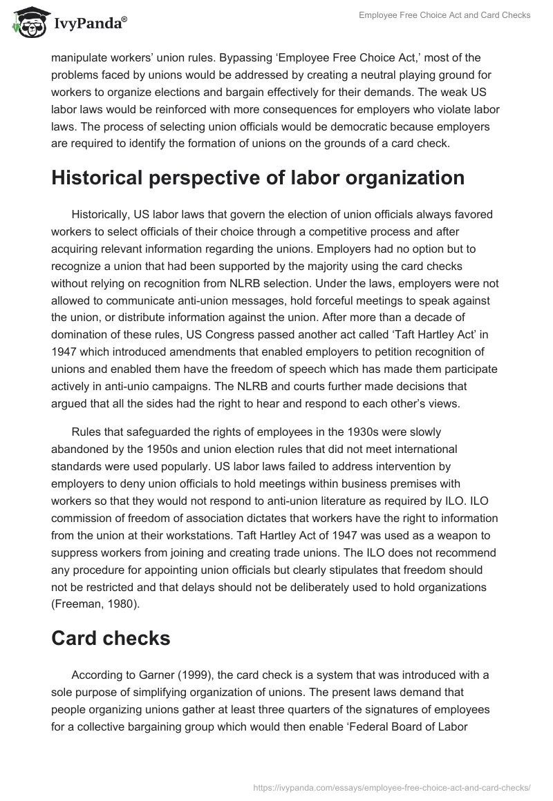 Employee Free Choice Act and Card Checks. Page 2