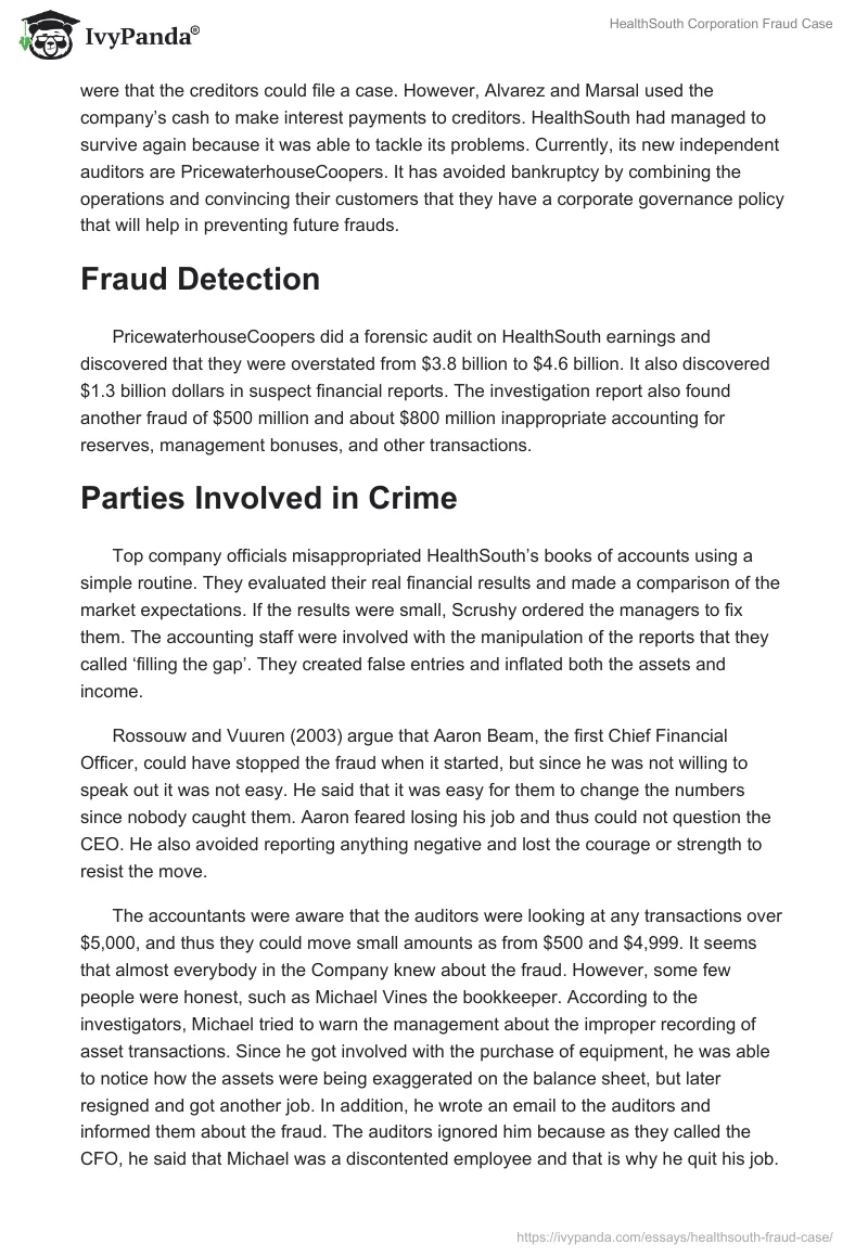 HealthSouth Corporation Fraud Case. Page 3