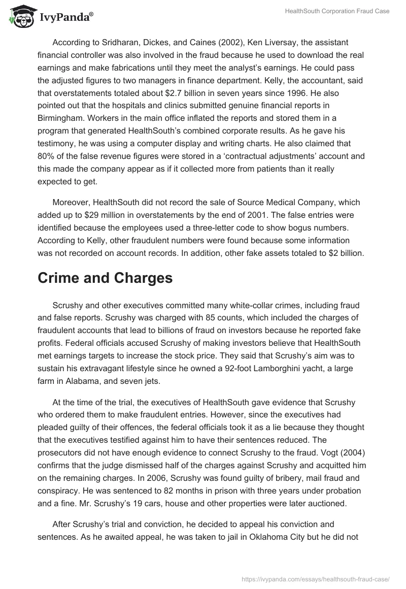 HealthSouth Corporation Fraud Case. Page 4