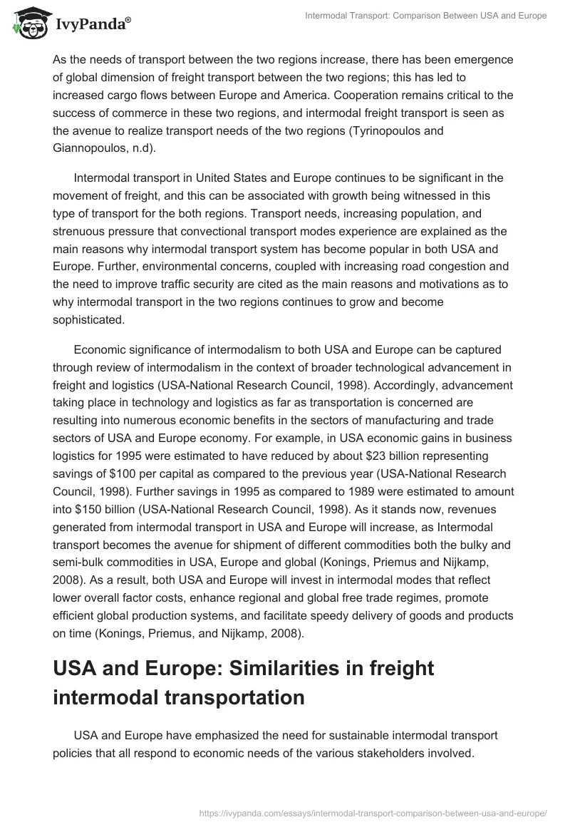 Intermodal Transport: Comparison Between USA and Europe. Page 2