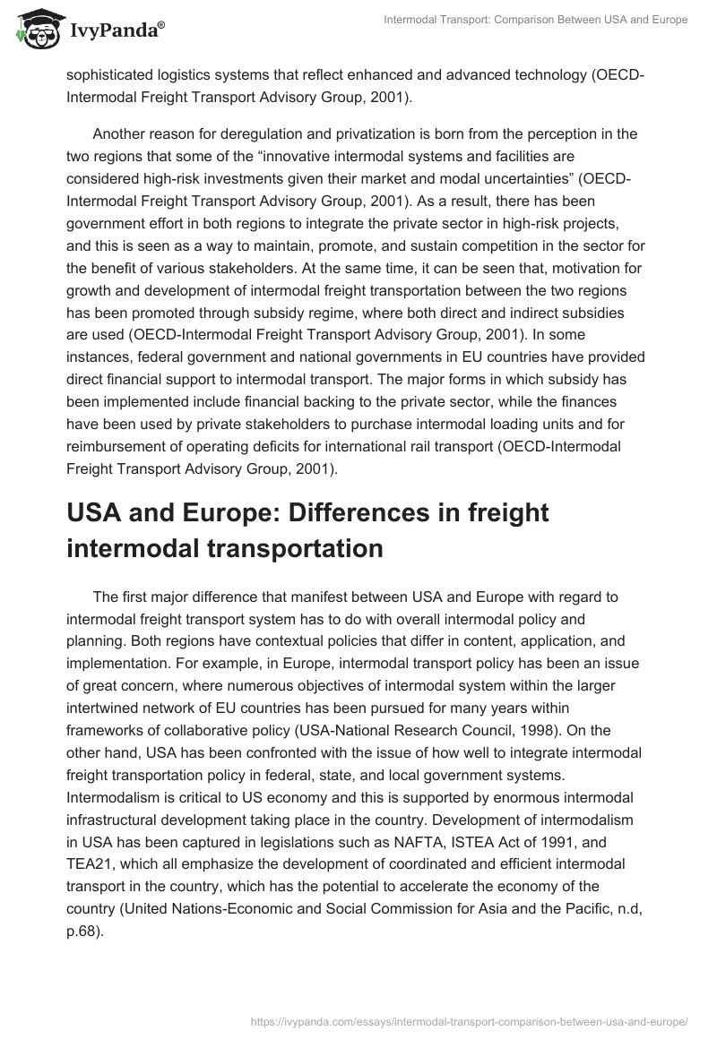Intermodal Transport: Comparison Between USA and Europe. Page 4