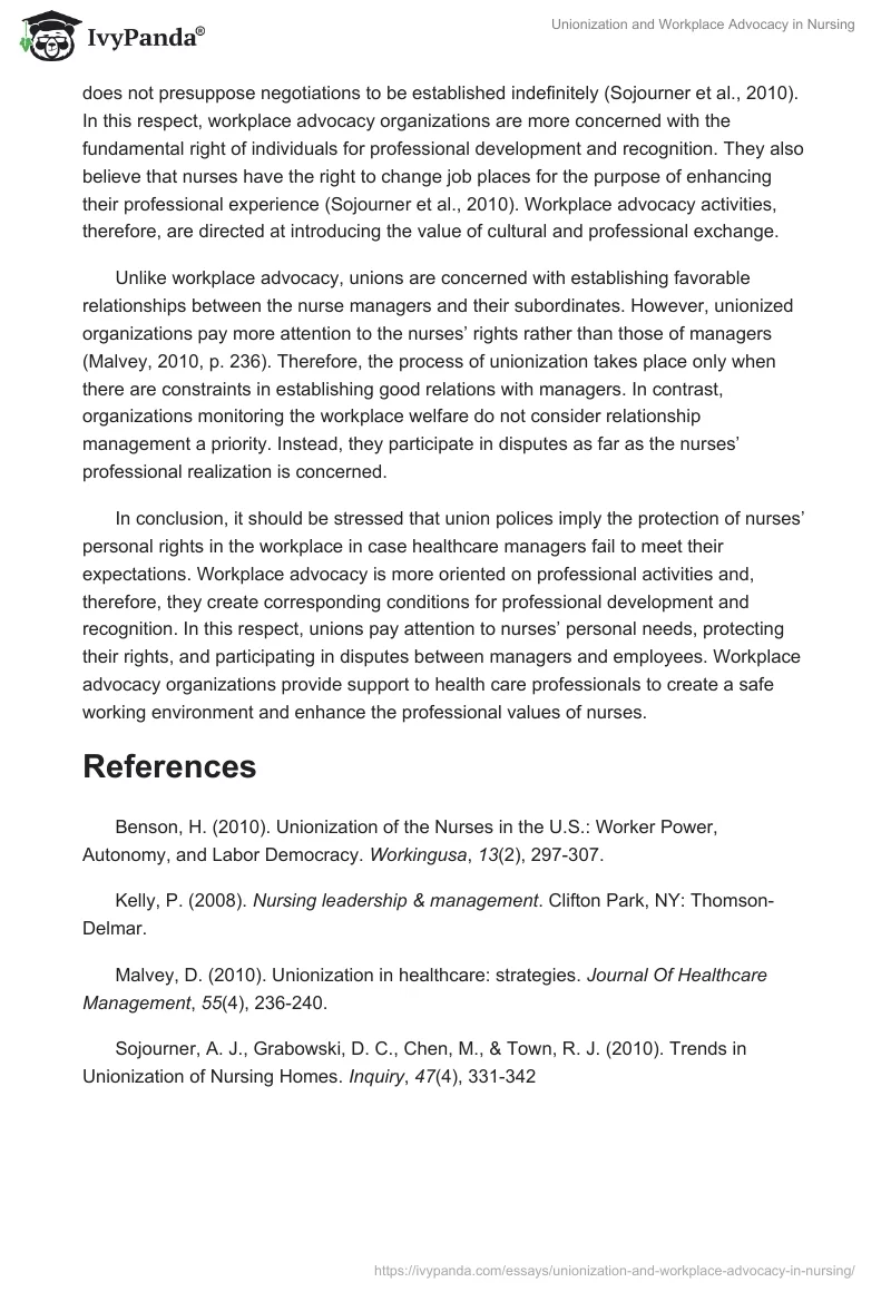 Unionization and Workplace Advocacy in Nursing. Page 2