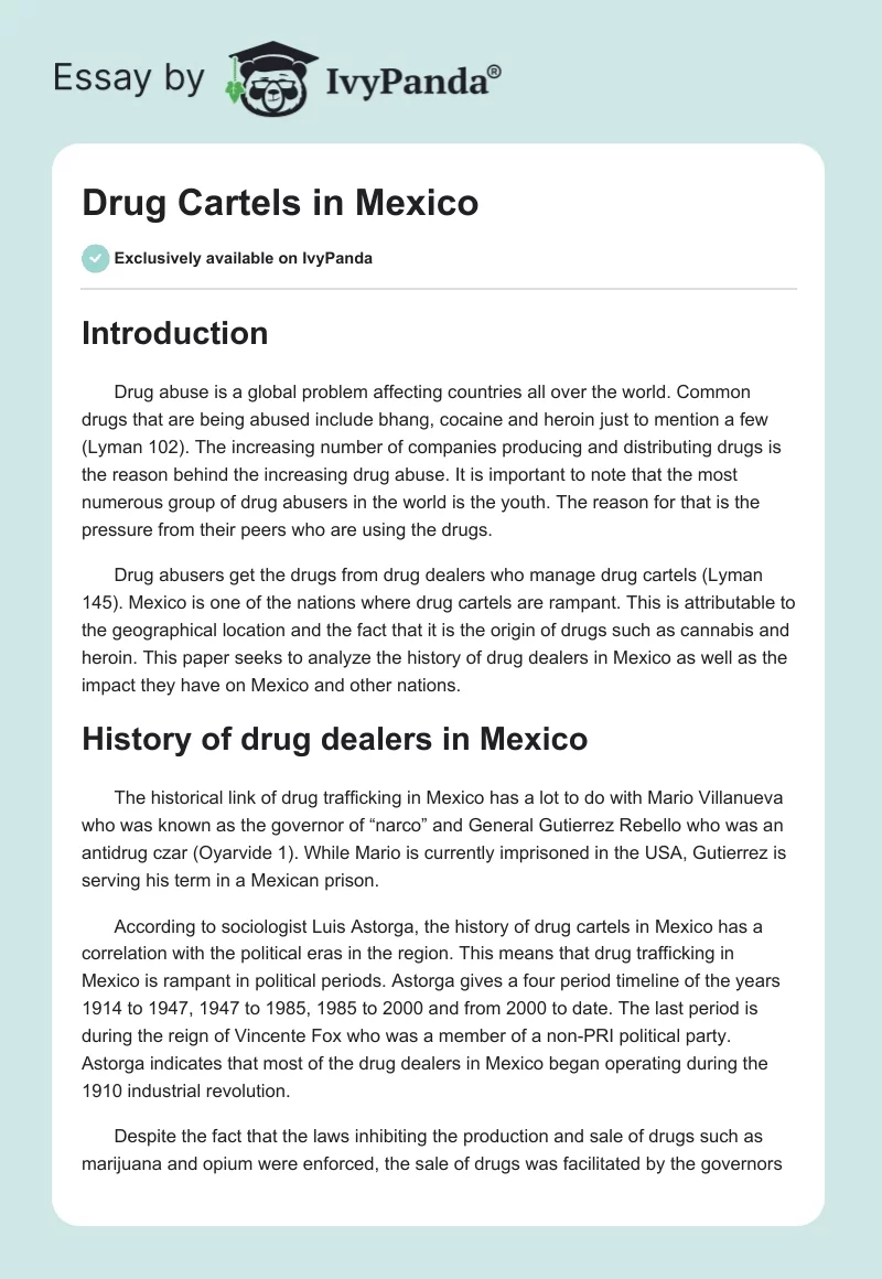Drug Cartels in Mexico. Page 1
