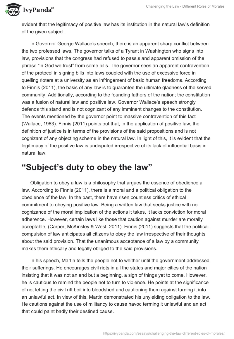 Challenging the Law - Different Roles of Morales. Page 2