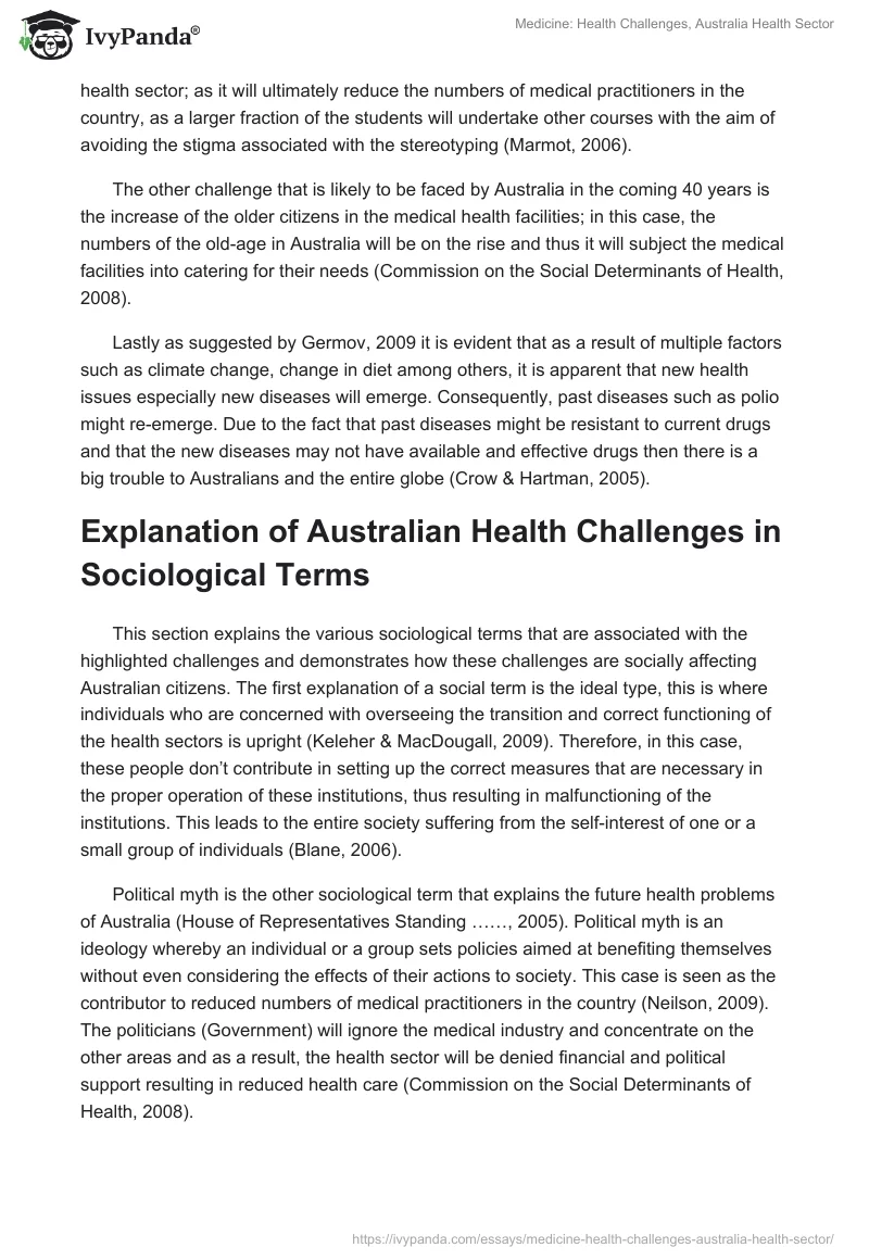Medicine: Health Challenges, Australia Health Sector. Page 3