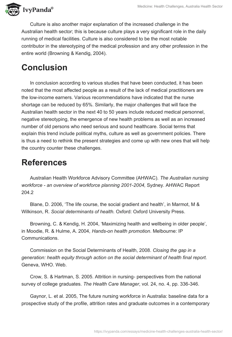 Medicine: Health Challenges, Australia Health Sector. Page 4