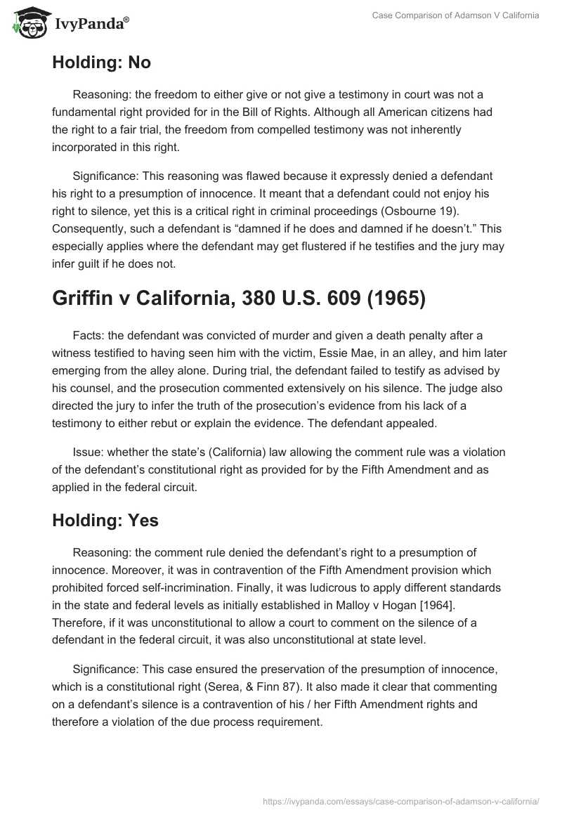 Case Comparison of Adamson V California. Page 2