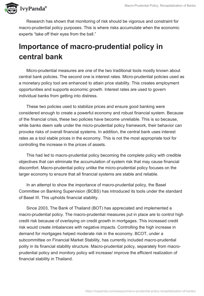 Macro-Prudential Policy, Recapitalization of Banks. Page 3
