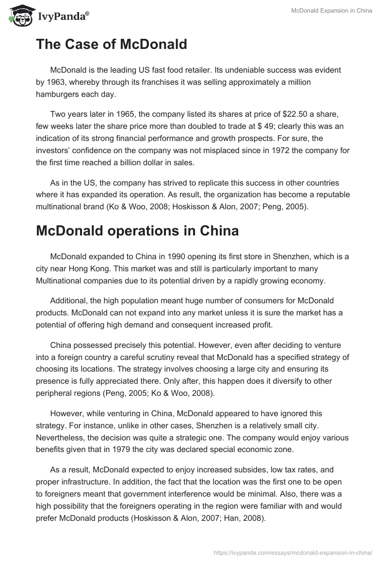 McDonald Expansion in China. Page 2