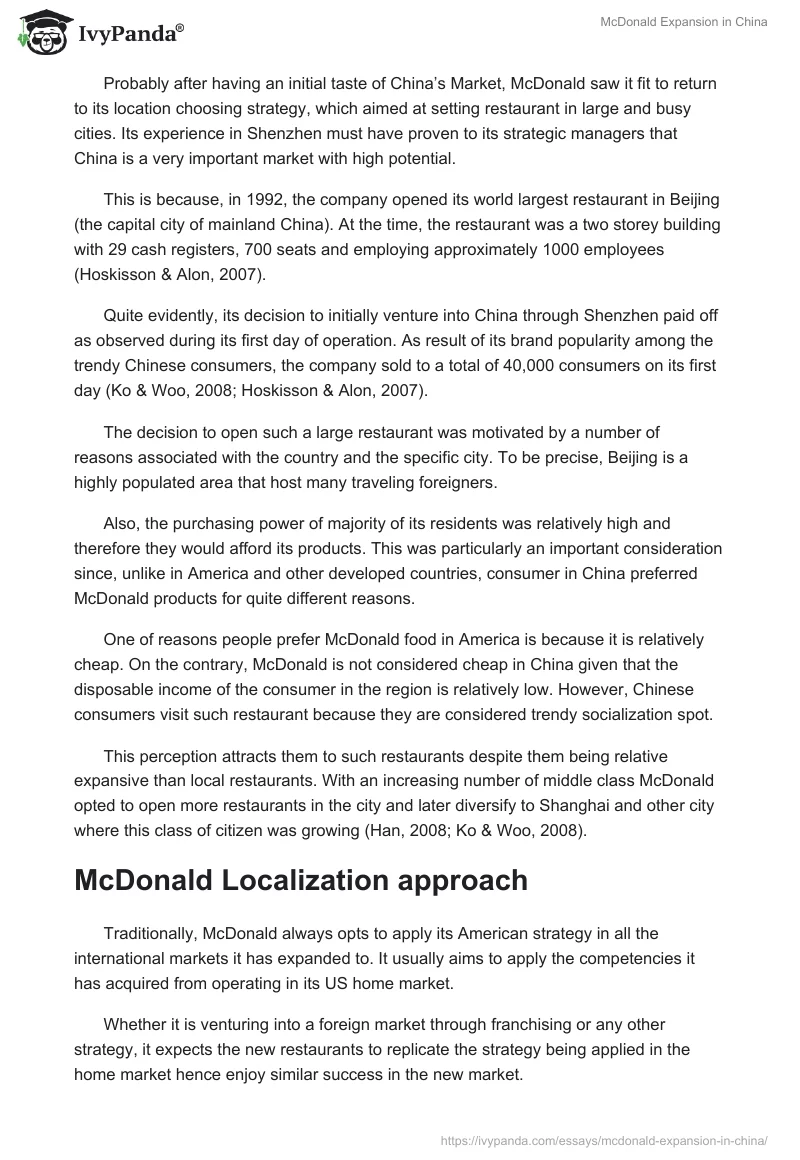 McDonald Expansion in China. Page 3