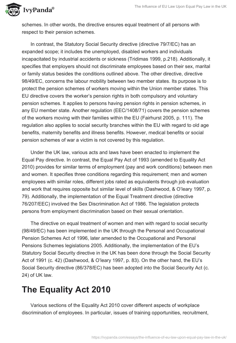 The Influence of EU Law Upon Equal Pay Law in the UK. Page 4
