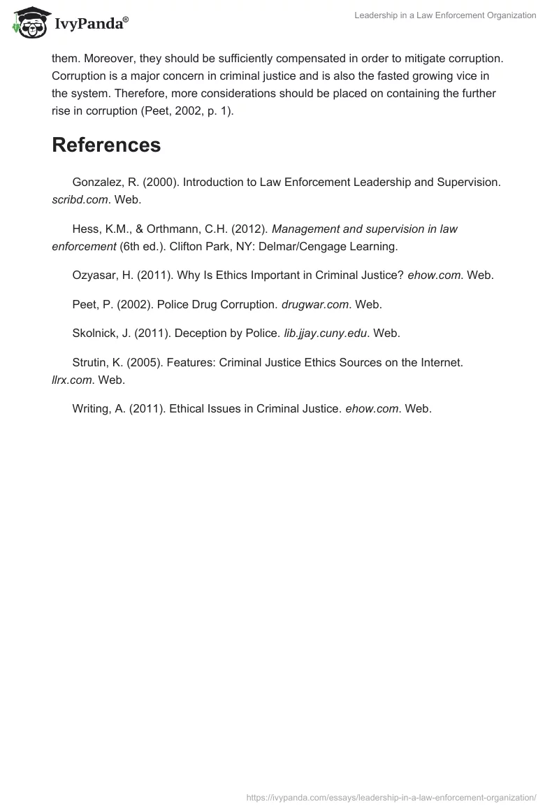 Leadership in a Law Enforcement Organization. Page 4