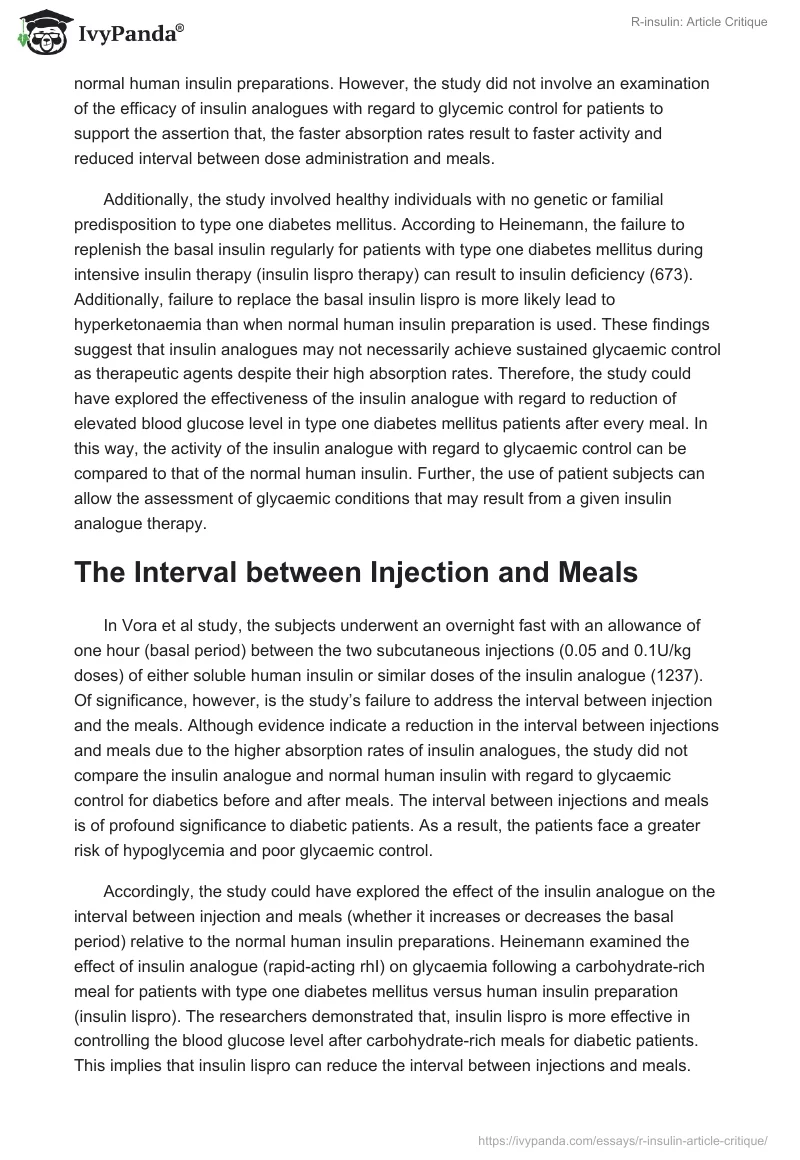 R-insulin: Article Critique. Page 5