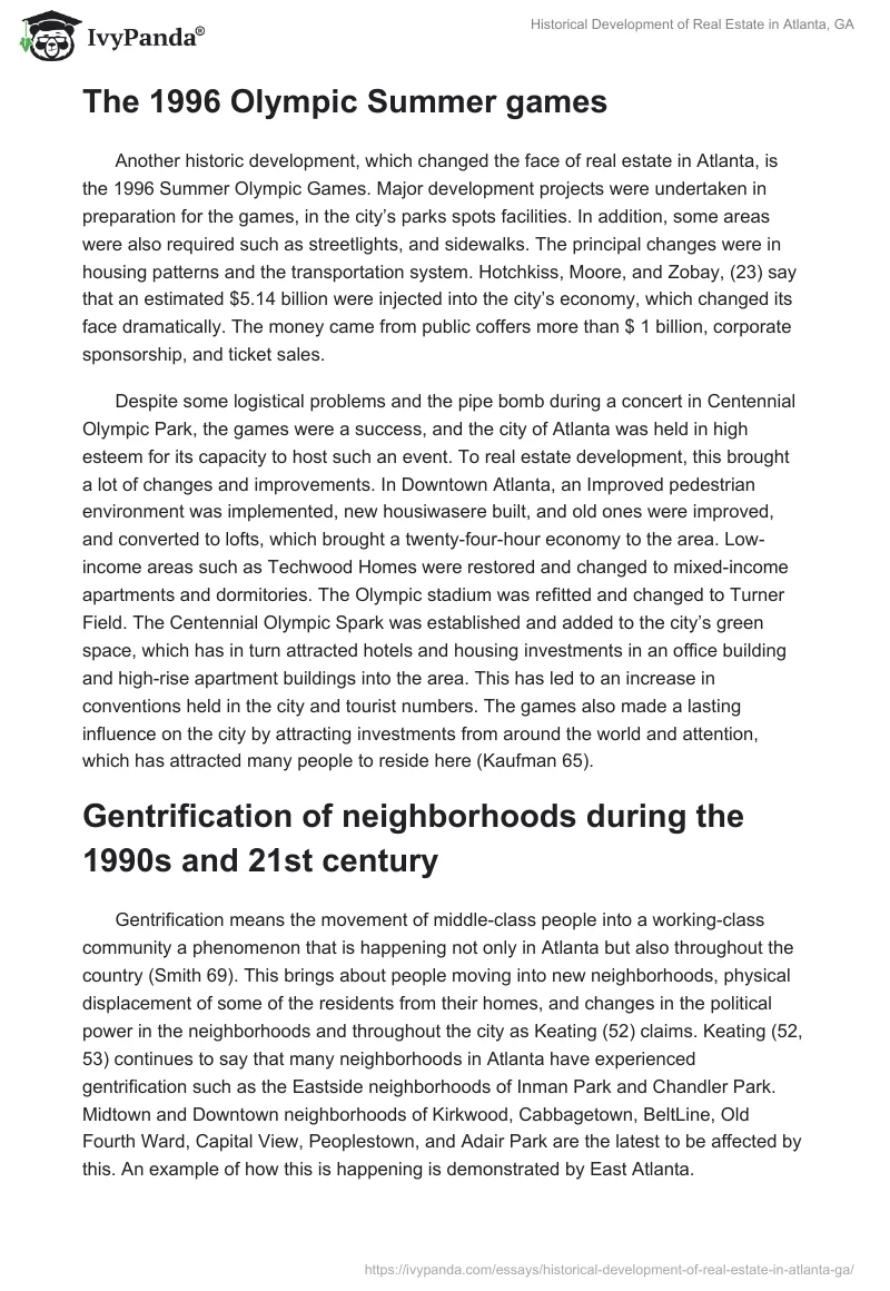 Historical Development of Real Estate in Atlanta, GA. Page 4