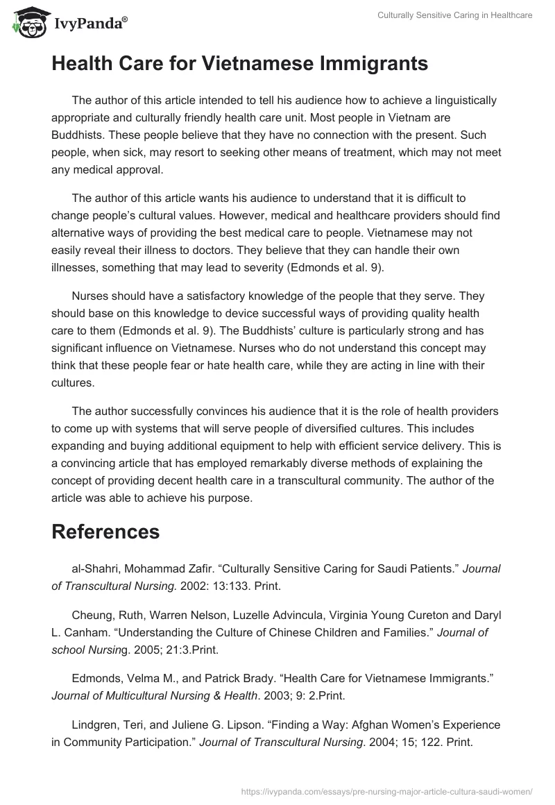 Culturally Sensitive Caring in Healthcare. Page 4