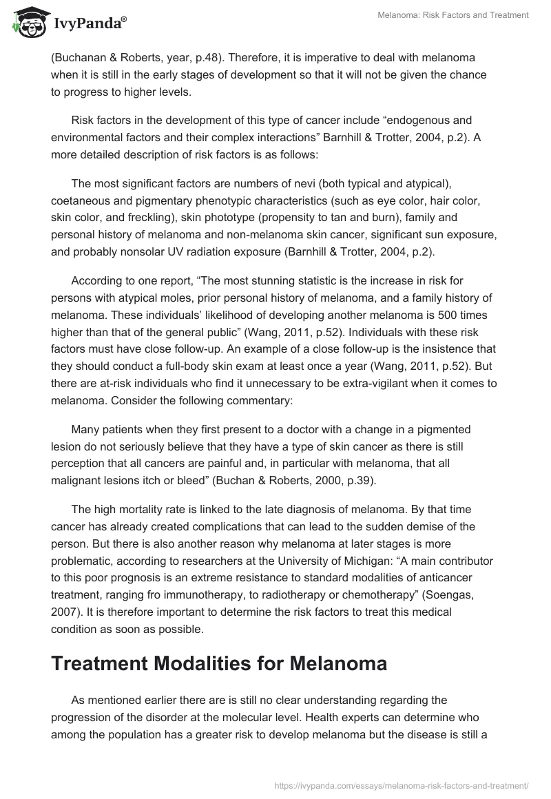 Melanoma: Risk Factors and Treatment. Page 4