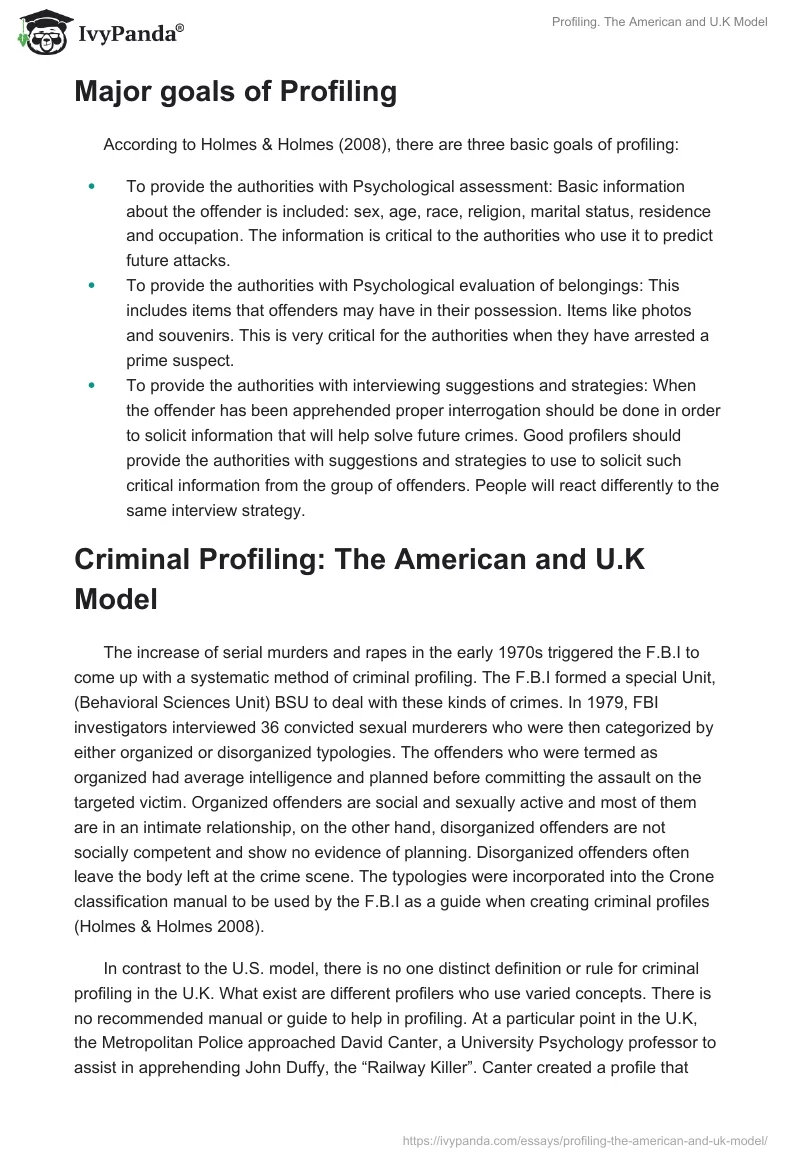 Profiling. The American and U.K Model. Page 2