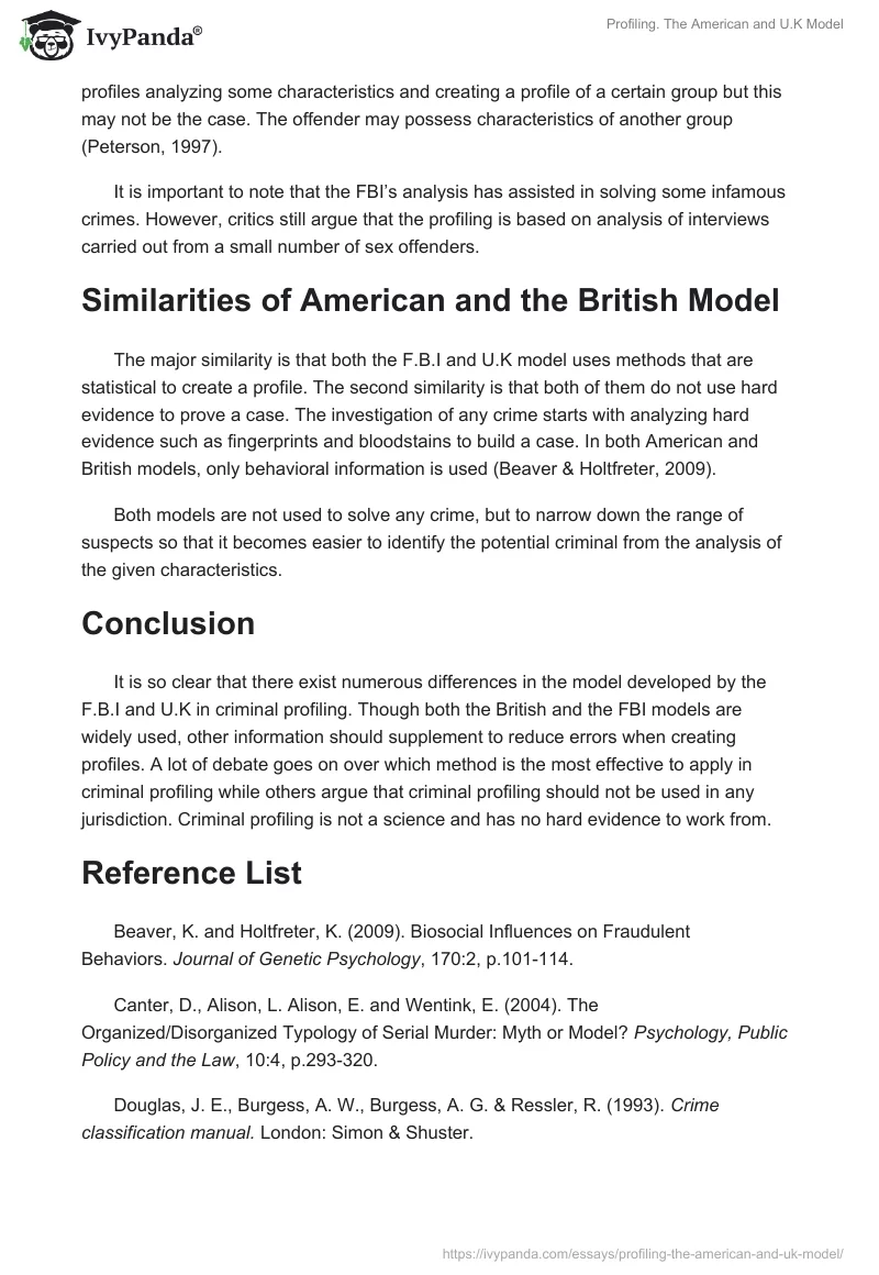 Profiling. The American and U.K Model. Page 5