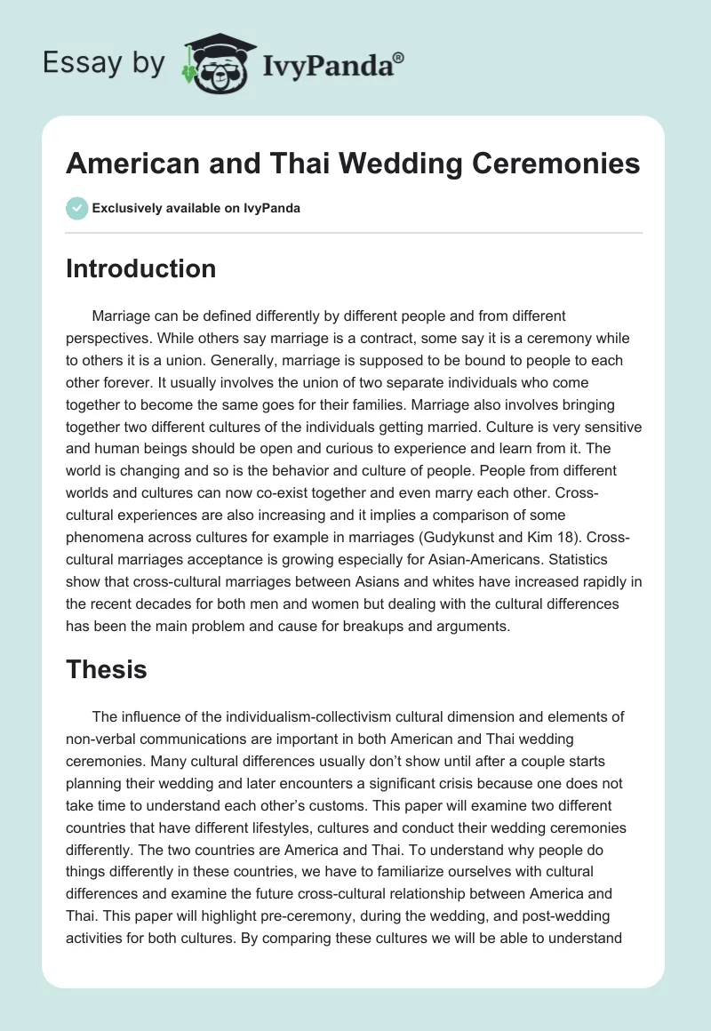 American and Thai Wedding Ceremonies. Page 1