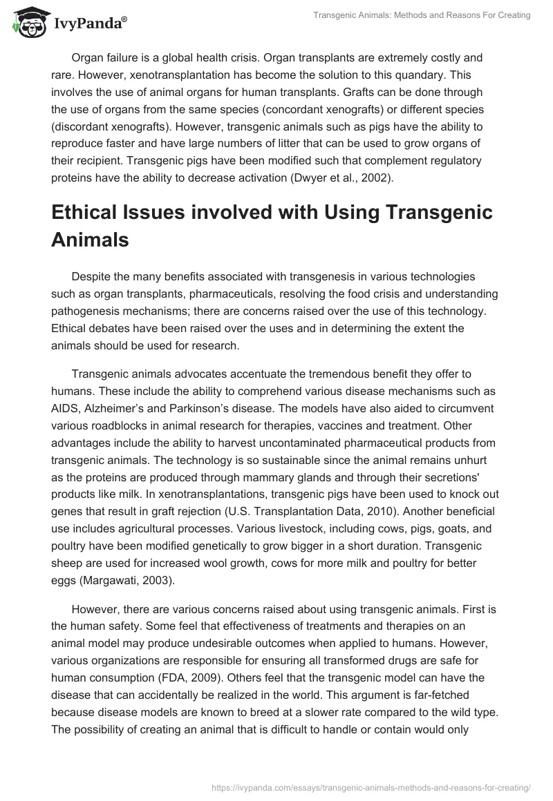 Transgenic Animals: Methods and Reasons For Creating. Page 5