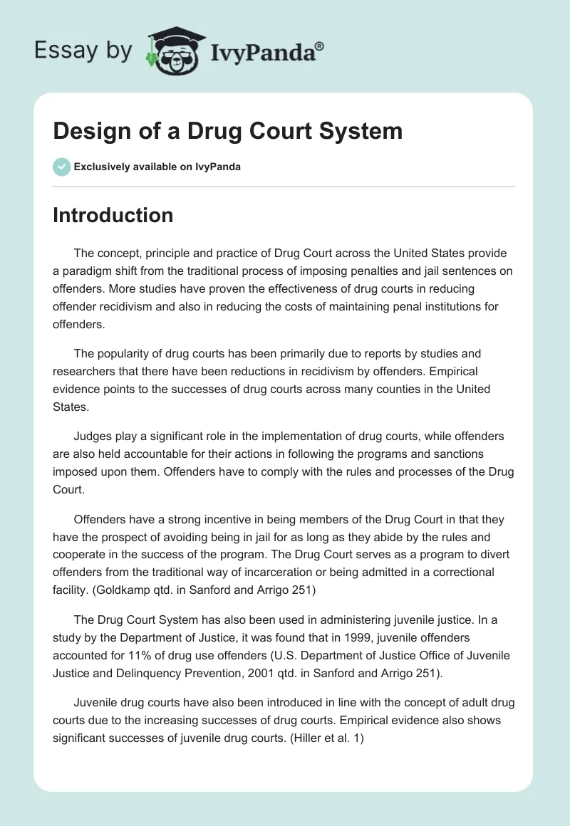 Design of a Drug Court System. Page 1