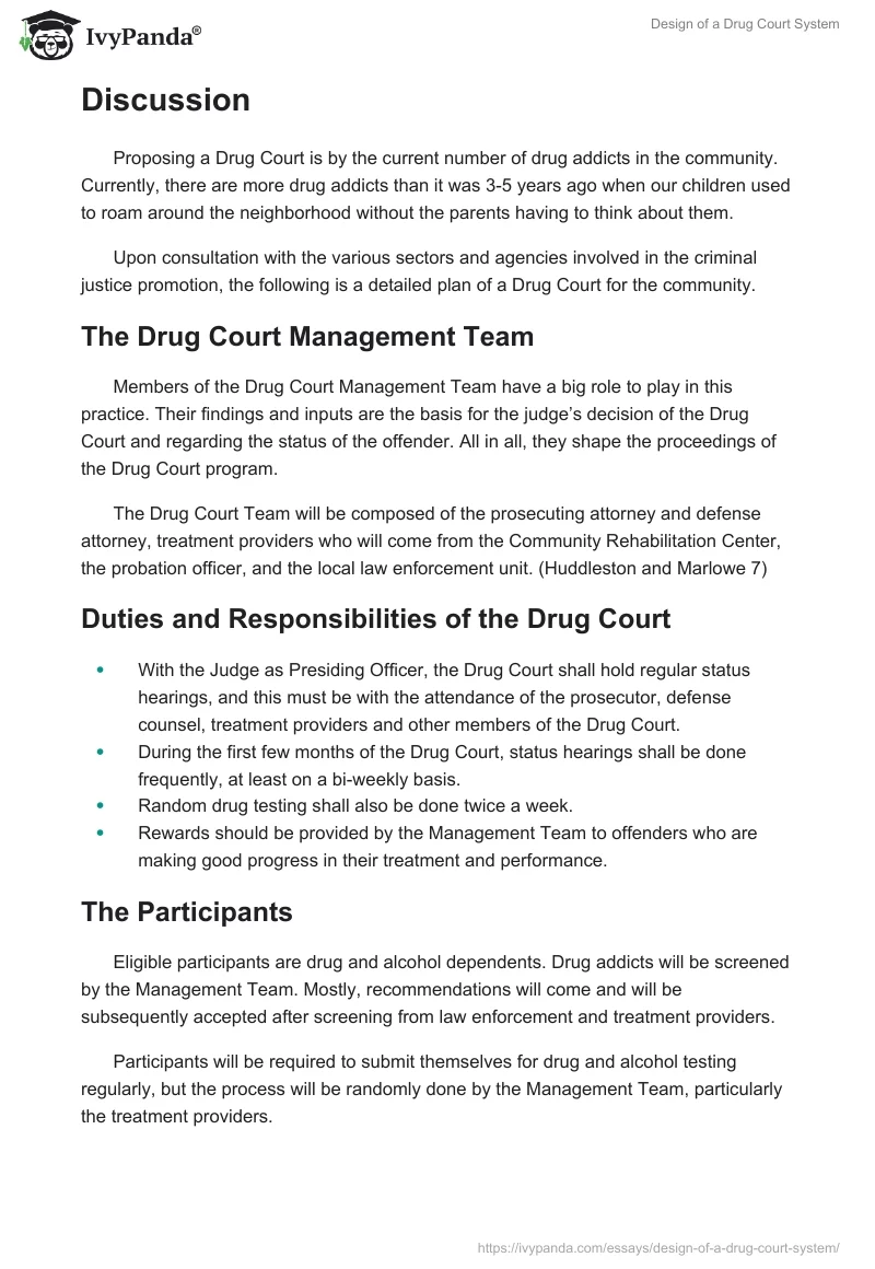 Design of a Drug Court System. Page 2