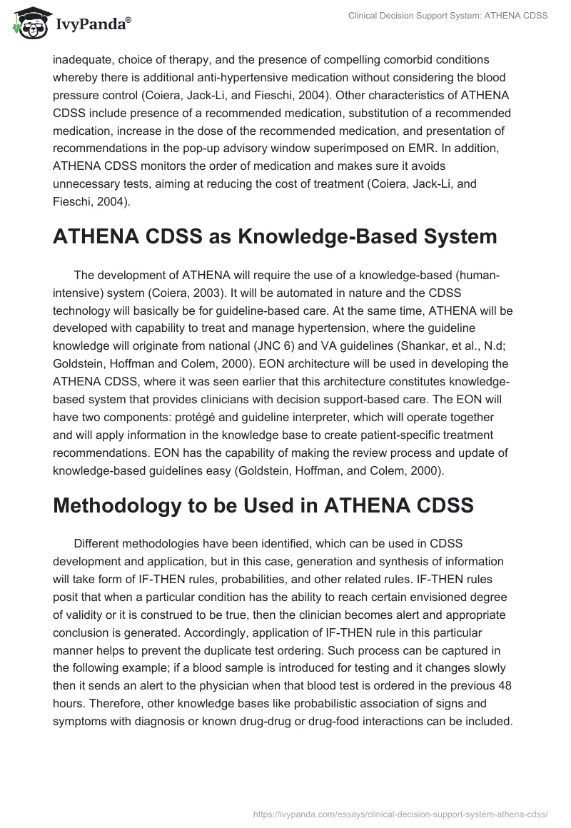 Clinical Decision Support System: ATHENA CDSS. Page 4