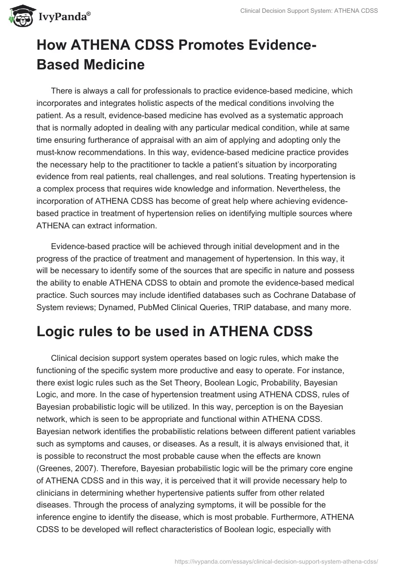 Clinical Decision Support System: ATHENA CDSS. Page 5