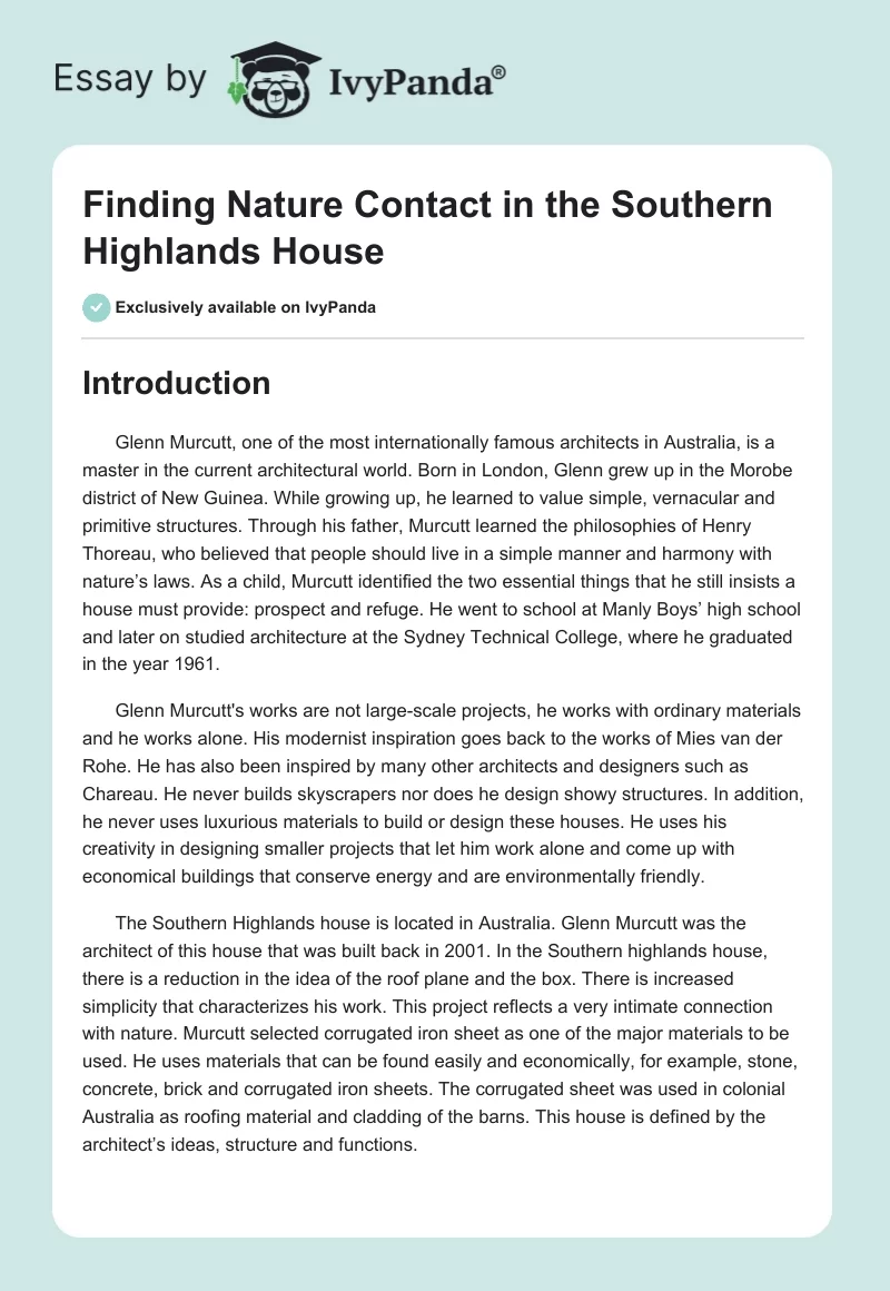 Finding Nature Contact in the Southern Highlands House. Page 1