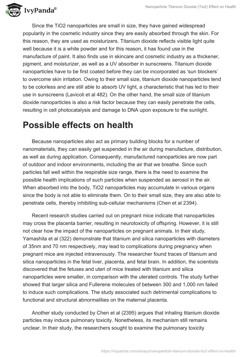 Nanoparticle Titanium Dioxide (Tio2) Effect on Health. Page 2