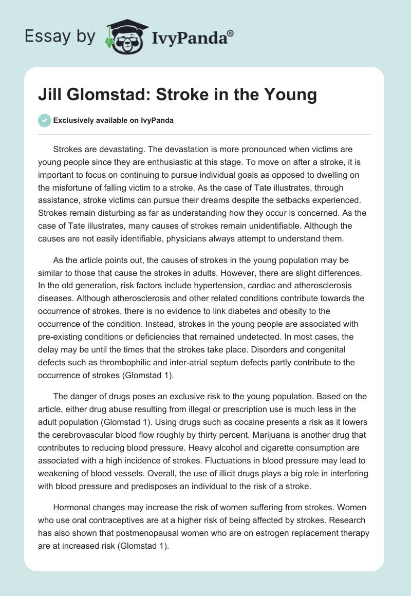 Jill Glomstad: Stroke in the Young. Page 1