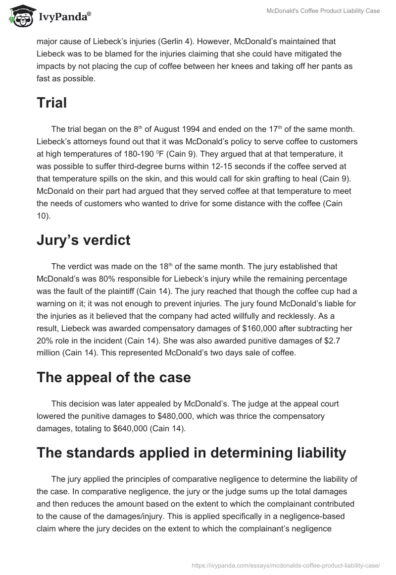 McDonald's Coffee Product Liability Case. Page 2