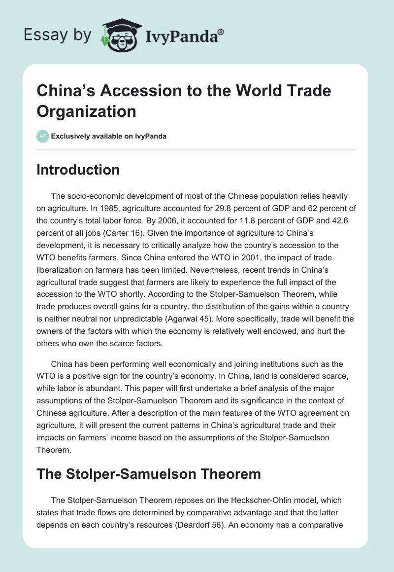 China’s Accession to the World Trade Organization. Page 1