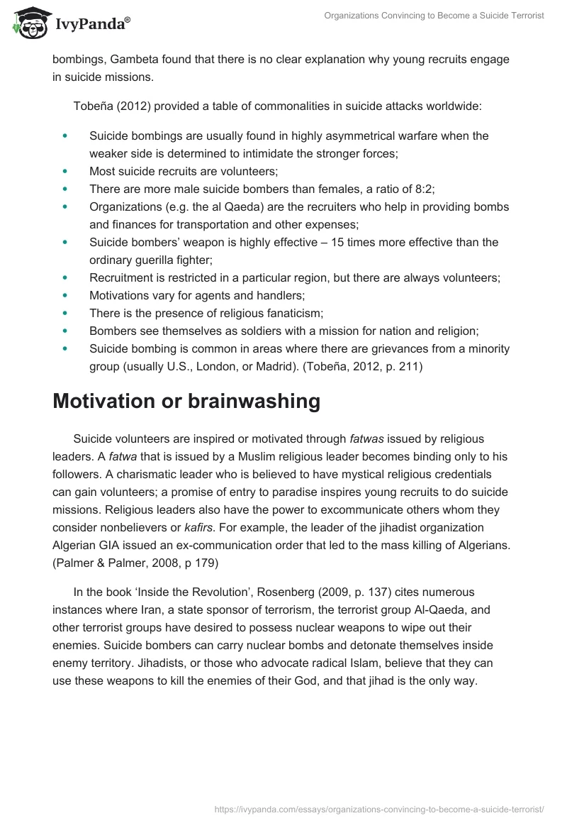 Organizations Convincing to Become a Suicide Terrorist. Page 4