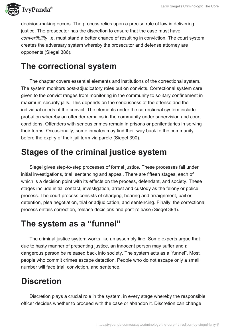 Larry Siegel's "Criminology: The Core". Page 2