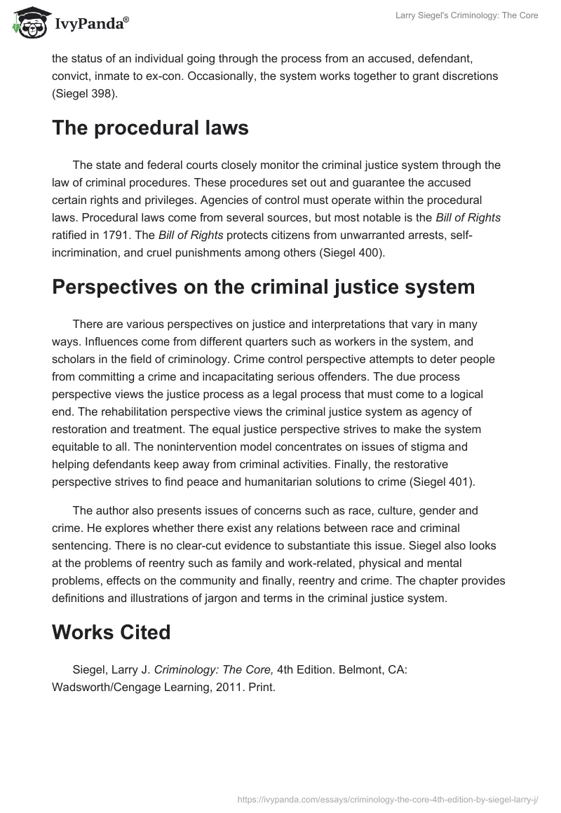 Larry Siegel's "Criminology: The Core". Page 3
