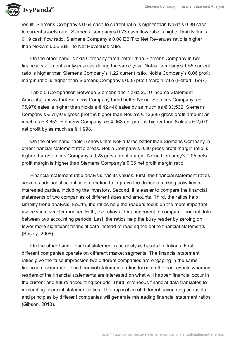 Siemens Company: Financial Statement Analysis. Page 4