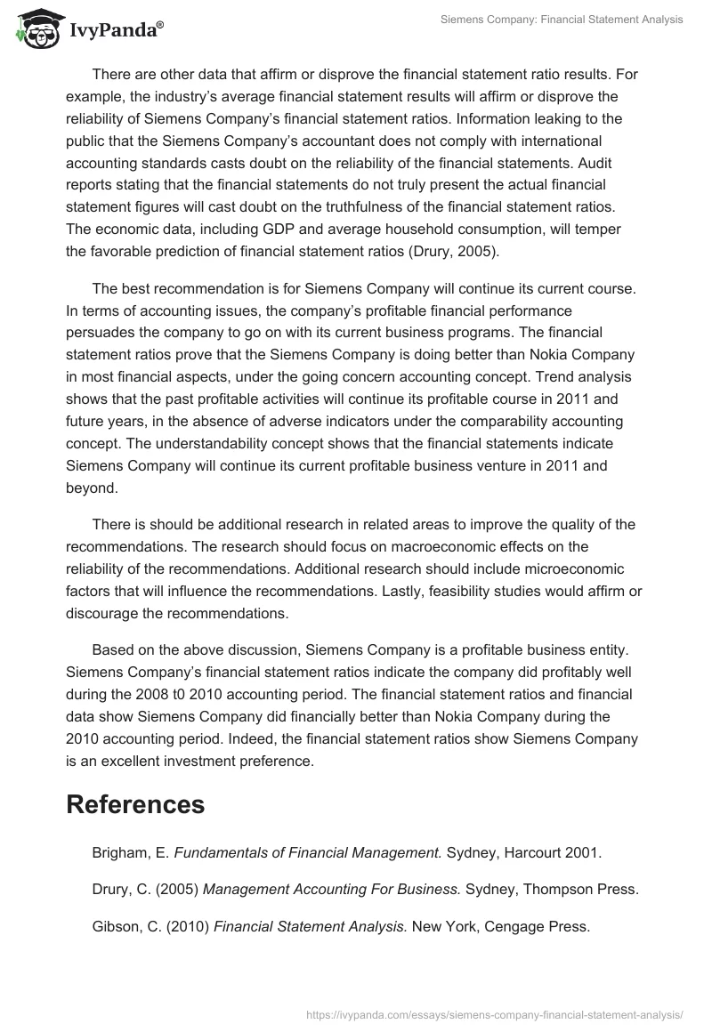 Siemens Company: Financial Statement Analysis. Page 5