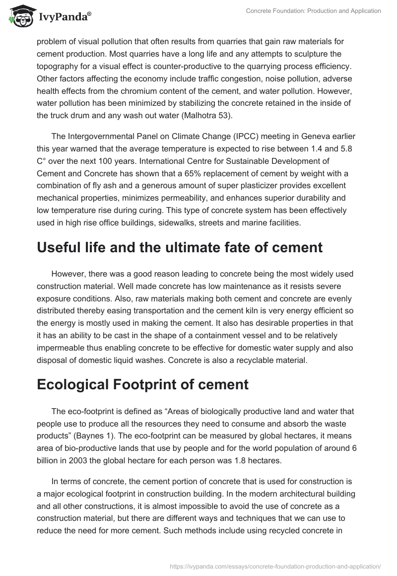 Concrete Foundation: Production and Application. Page 4