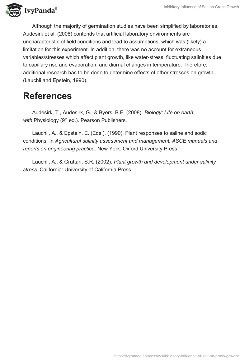 Inhibitory Influence of Salt on Grass Growth. Page 4