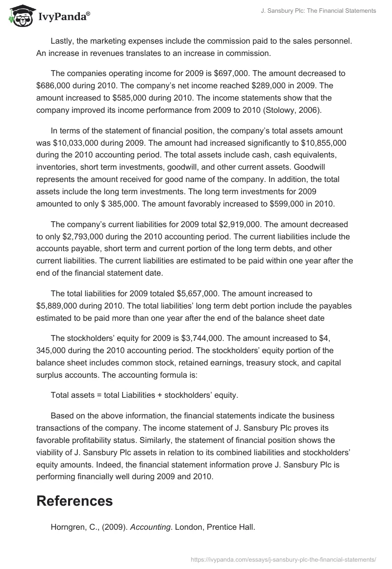 J. Sansbury Plc: The Financial Statements. Page 2