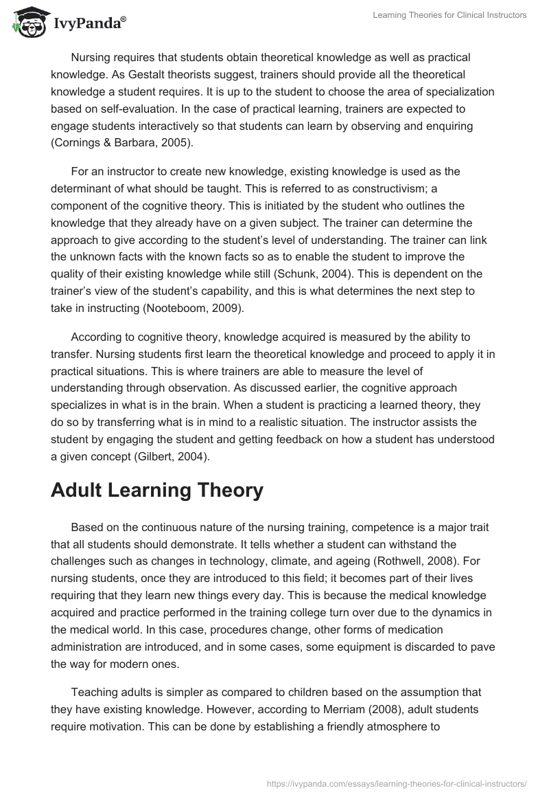 Learning Theories for Clinical Instructors. Page 4